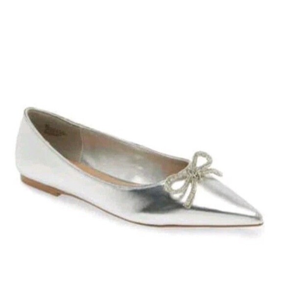New Abound Gorgi Bow Flats Slip On Shoes Women's Silver Crystal Bow Size US 8 - Picture 1 of 10